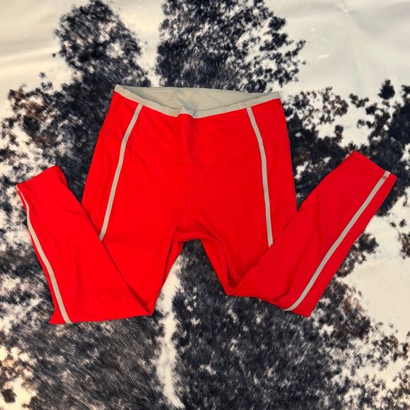 Athleta red leggings with piping - Picture 1 of 4
